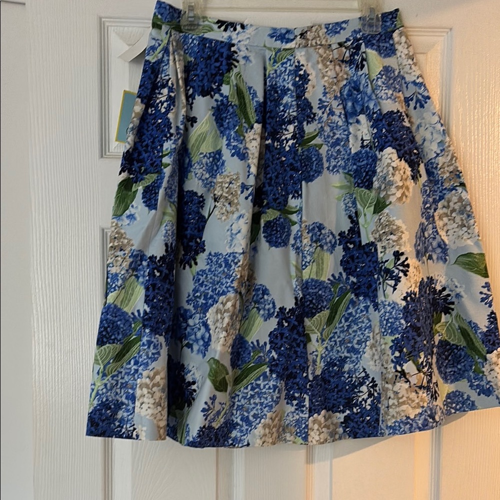 Beautiful Hydrangea Print Blue and White Women's Skirt
